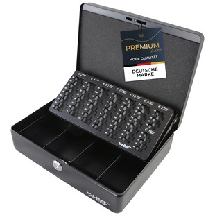 HMF 10015-02 Geldkassette mit Münzzählbrett, 30 x 24 x 9 cm, Schwarz 