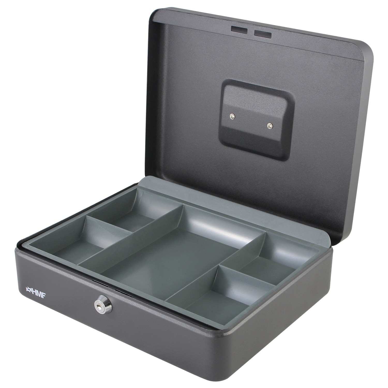 HMF Geldkassette abschlie&szlig;bar mit M&uuml;nzeinsatz, 30 x 24 x 9 cm, Schwarz 