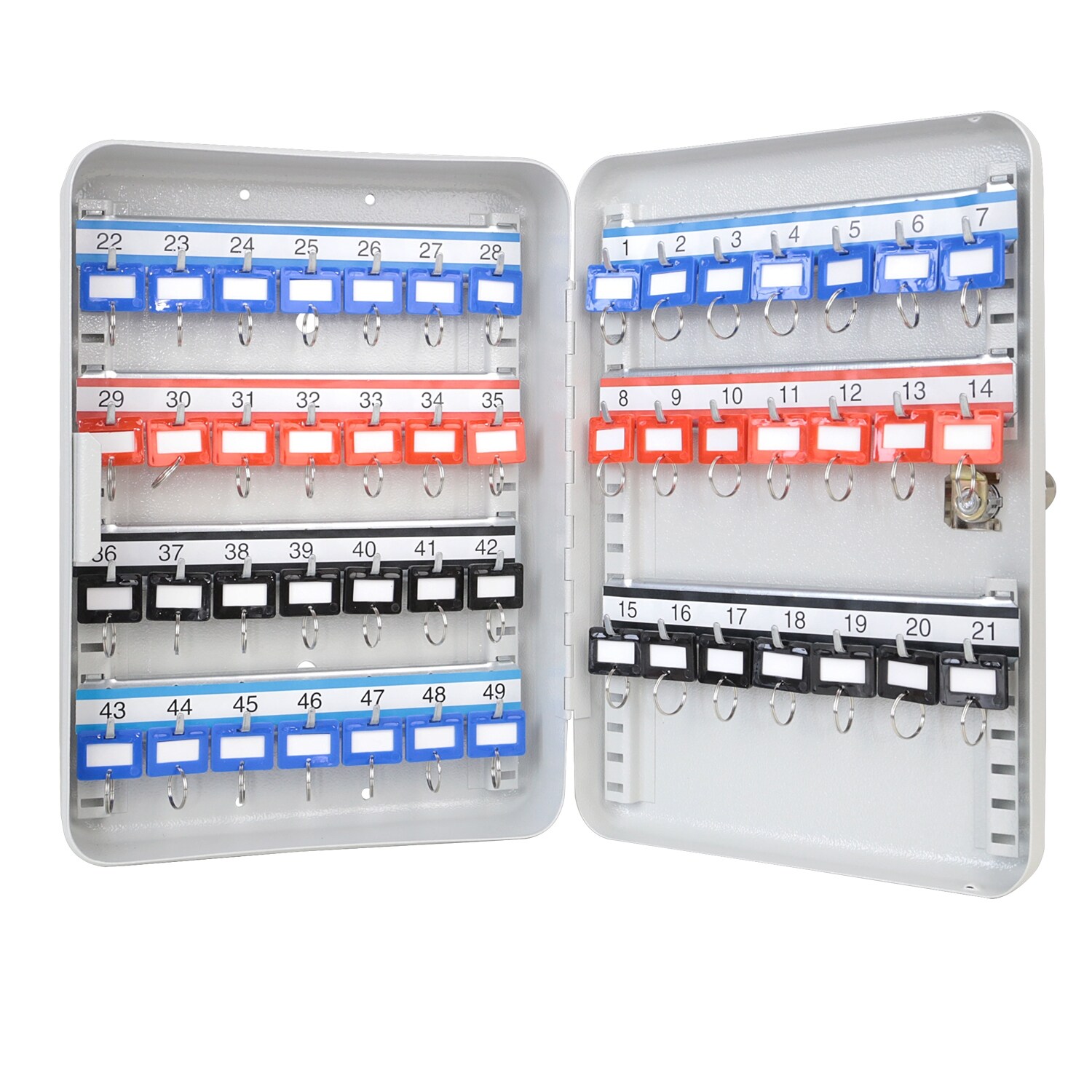 HMF 13049-07 Schl&uuml;sselkasten abschlie&szlig;bar, 49 Haken, 32 x 23 x 7,5 cm, Lichtgrau 