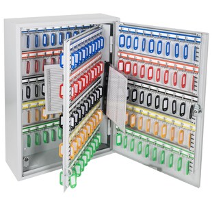 HMF 135200-07 Schlüsselschrank, 200 Haken, 55 x 38 x 14 cm, Lichtgrau 