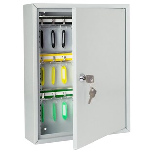 HMF 13542-07 Schlüsselschrank, 42 Haken, 35 x 27 x 8 cm, Lichtgrau 