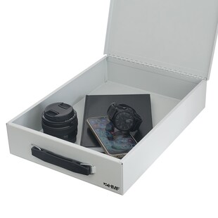 HMF 1413-07 Dokumentenkassette mit Zahlenschloss, DIN A4, 37,5 x 26,5 x 8 cm, Lichtgrau 