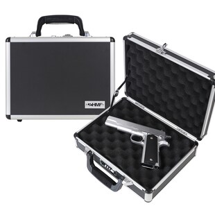 HMF 14401-02 Alu Waffenkoffer für Pistolen mit Zahlenschloss, 31 x 26 x 11 cm, Schwarz 