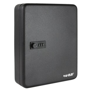 HMF 14500-02 Schlüsselkasten mit Zahlencode, 45 Haken, 30 x 24 x 7,5 cm, Schwarz 