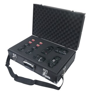 HMF 14521-02 Alu Fotokoffer, Waffenkoffer mit Rasterschaumstoff, 56,5 x 36 x 16 cm, Schwarz 