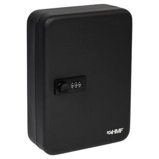 HMF 14548-02 Schlüsselkasten mit Zahlenschloss, 48 Haken, 25 x 18 x 7 cm, Schwarz 