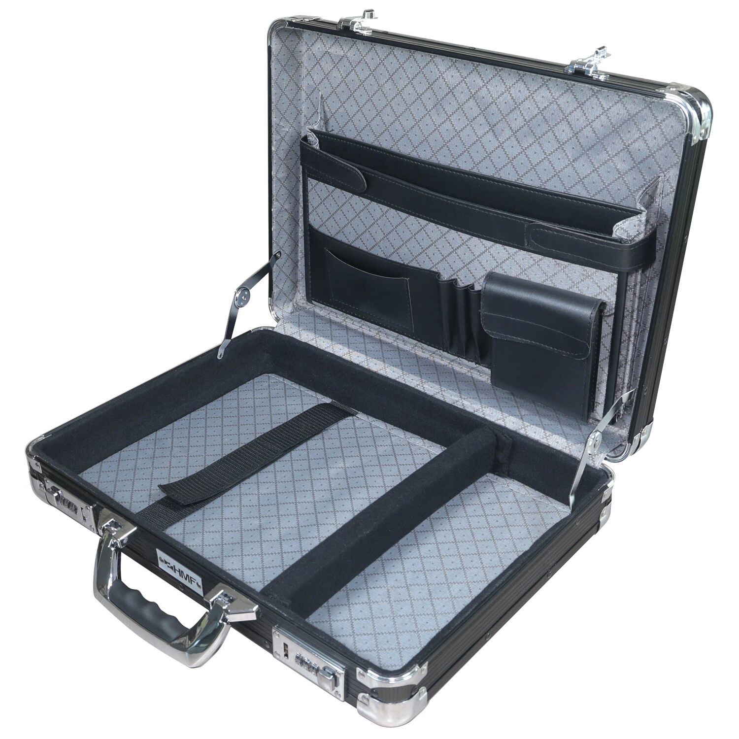 HMF 14651-02 Alu Aktenkoffer Herren, Zahlenschloss, 45 x 33 x 11 cm, schwarz 