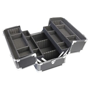 HMF 14901-02 Alu Transportkoffer mit individuellen Trennwänden, Werkzeugkoffer leer, 33 x 22,5 x 24 cm, Schwarz 