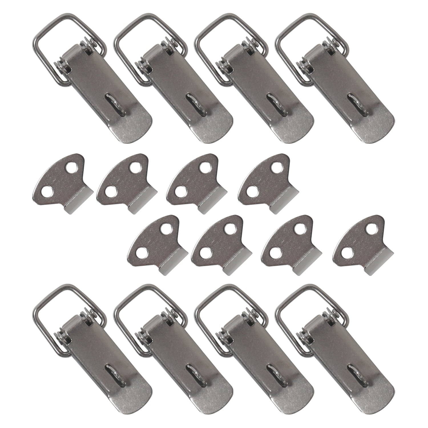 HMF 14980-09 Edelstahl Spannverschluss mit Schloss&ouml;se, 8 St&uuml;ck, 27 x 75 mm, Silber 