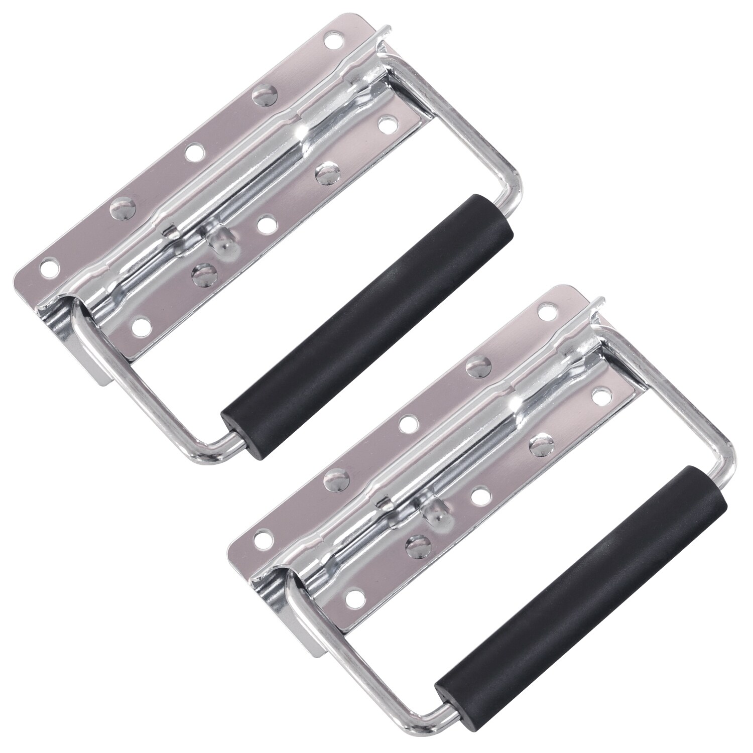 HMF 14990-09 Klappgriff f&uuml;r Kisten, 2er Set, Gefedert, 12,5 x 4 cm, Silber verzinkt 