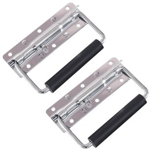HMF 14990-09 Klappgriff für Kisten, 2er Set, Gefedert, 12,5 x 4 cm, Silber verzinkt 