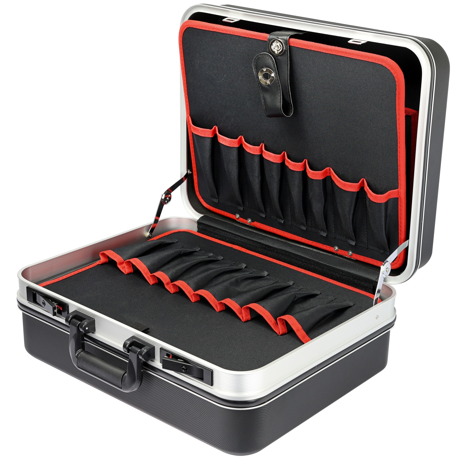 HMF 15601-02 Werkzeugkoffer leer, Werkzeugkiste gro&szlig; aus ABS-Kunststoff, 47 x 40 x 22 cm 