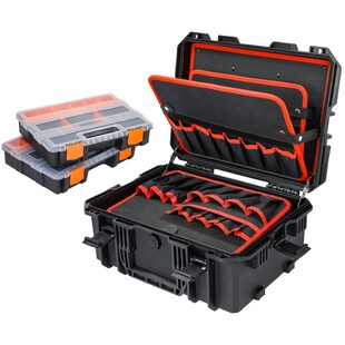 HMF 15603-02 Outdoor Werkzeugkoffer leer, Werkzeugkasten groß, 46,5 x 36 x 20,5 cm 