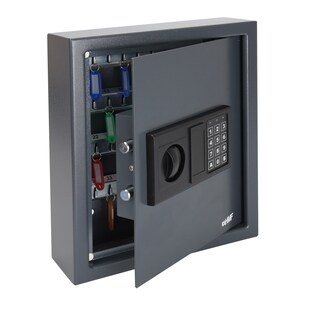 HMF 2048-11 Schlüsseltresor mit Zahlenschloss, 48 Haken, 36 x 30 x 10 cm, Anthrazit 