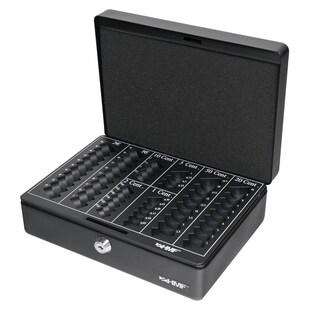 HMF 208-02 Geldkassette mit Münzzählbrett, 25 x 18 x 9 cm, Schwarz 