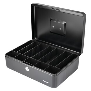 HMF 22036-02 Geldkassette mit individueller Facheinteilung, 36 x 25 x 11 cm, Schwarz 