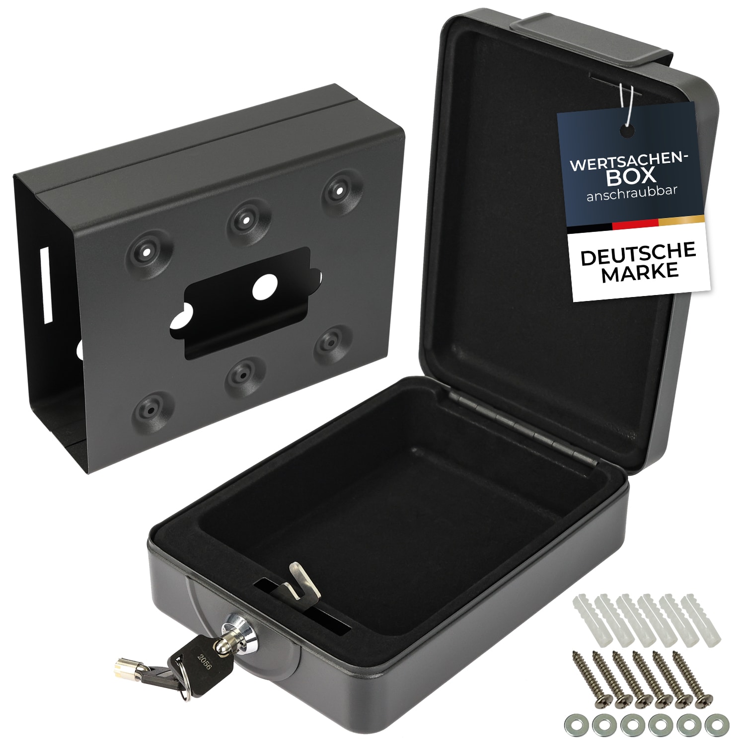 HMF 307-02 Anschraubbare Dokumentenbox, 20,0 x 15,5 x 7,0 cm, Schwarz 