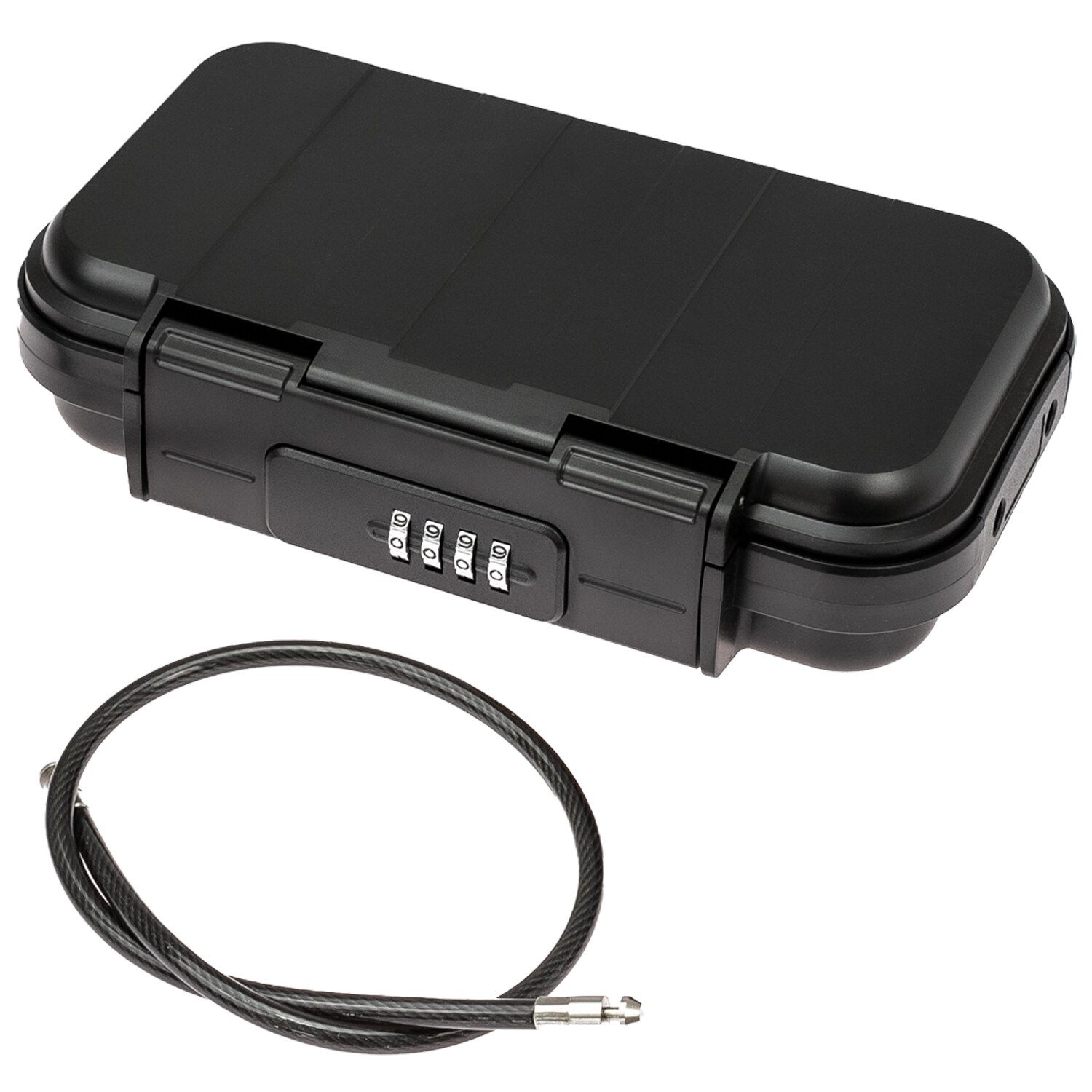 HMF 318-02 Tragbarer Safe mit Zahlenschloss, wasserdichter Mini Tresor mit Drahtseil, 23,5 x 14,5 x 5,8 cm 