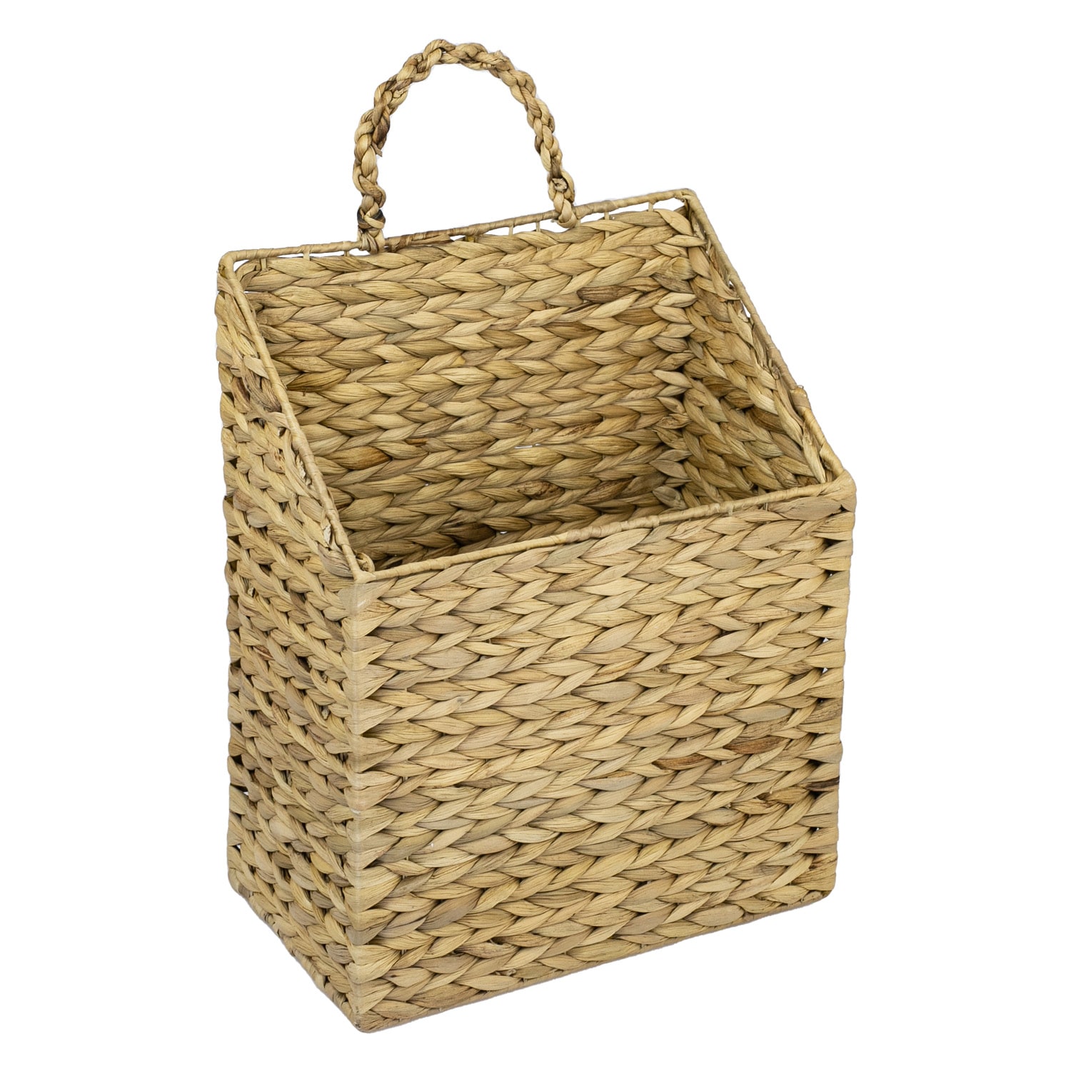 HMF H&auml;ngekorb geflochten aus Wasserhyazinthe, Zeitungskorb zum Aufh&auml;ngen, 30 x 17,5 x 38 cm 