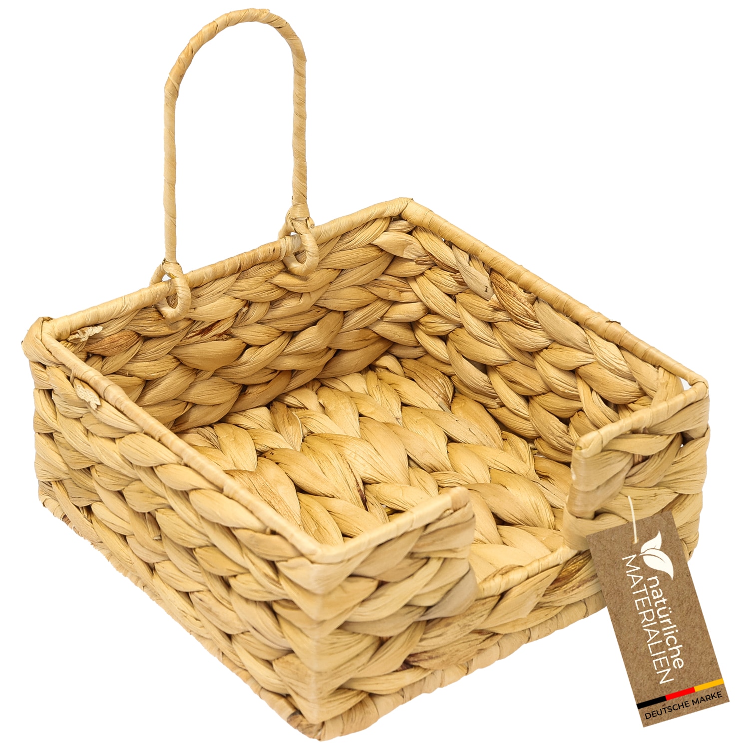 HMF Serviettenhalter geflochten aus Wasserhyazinthe, Serviettenst&auml;nder mit Sicherungsklemme, 19 x 19 x 8 cm 