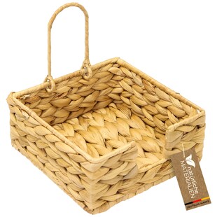 HMF Serviettenhalter geflochten aus Wasserhyazinthe, Serviettenständer mit Sicherungsklemme, 19 x 19 x 8 cm 