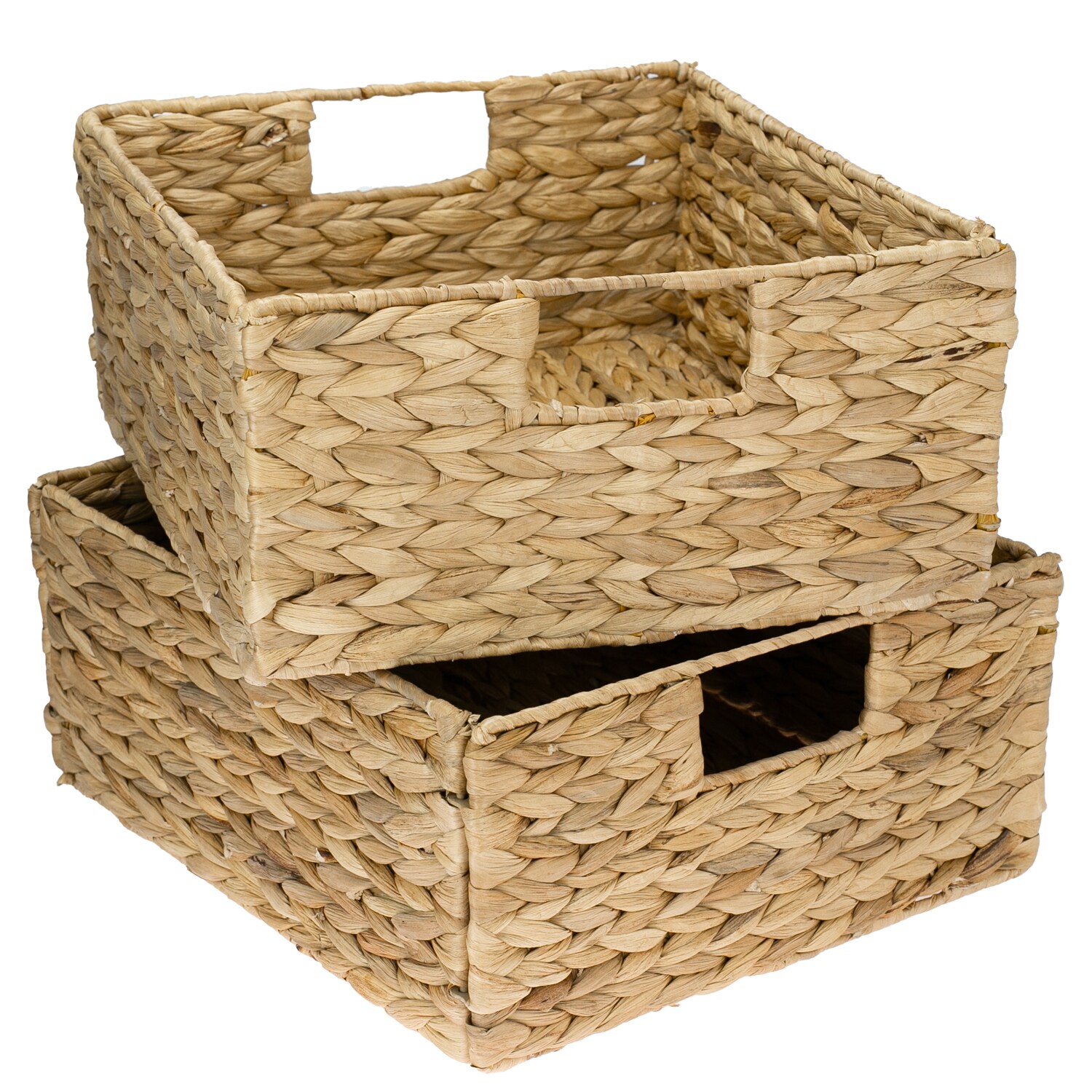 HMF Aufbewahrungskorb, Korb geflochten aus Wasserhyazinthe Seegras, passend f&uuml;r Kallax halbes Fach, 30x34x15cm 