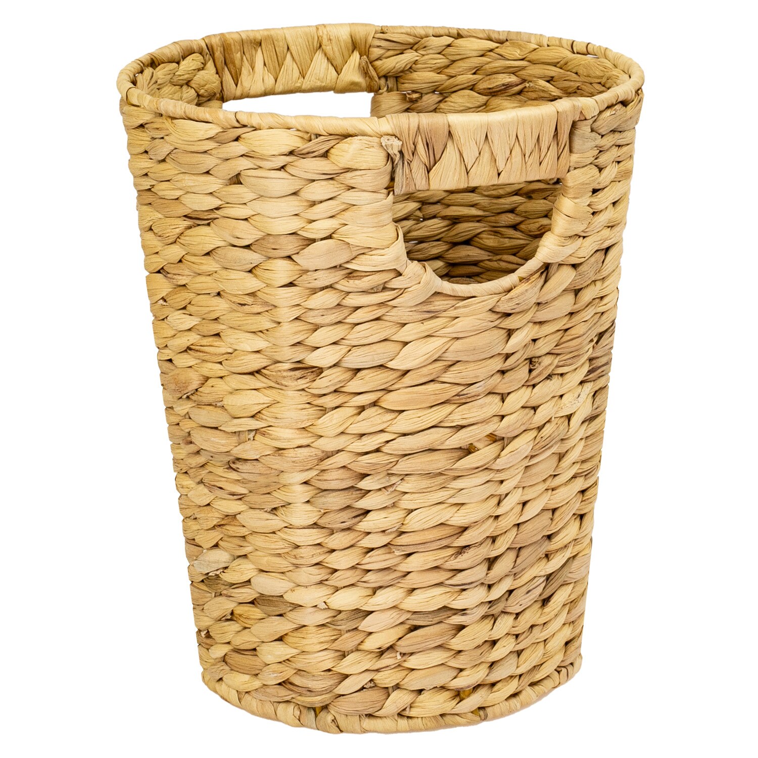 Papierkorb Büro, Aufbewahrungskorb geflochten aus Wasserhyazinthe, Rund, 25 cm Durchmesser, 30 cm Höhe