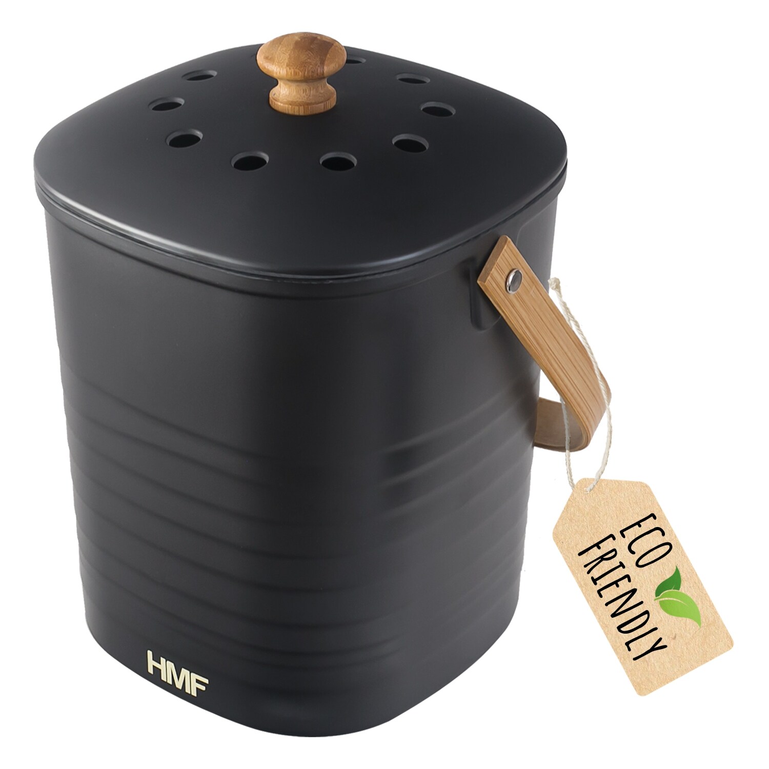 3780 Nachhaltiger Biomülleimer Küche, Geruchsdichter Komposteimer mit Deckel, 3 Liter, Schwarz
