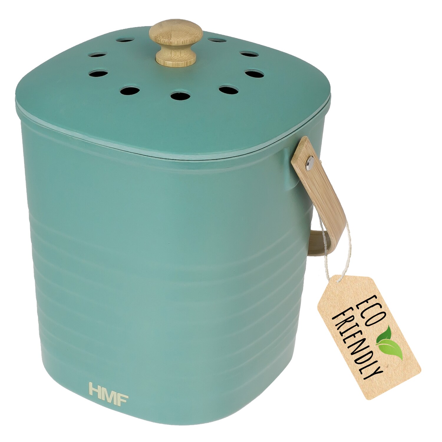 HMF 3780 Nachhaltiger Biomülleimer Küche, Geruchsdichter Komposteimer mit Deckel, 6 Liter, Grün