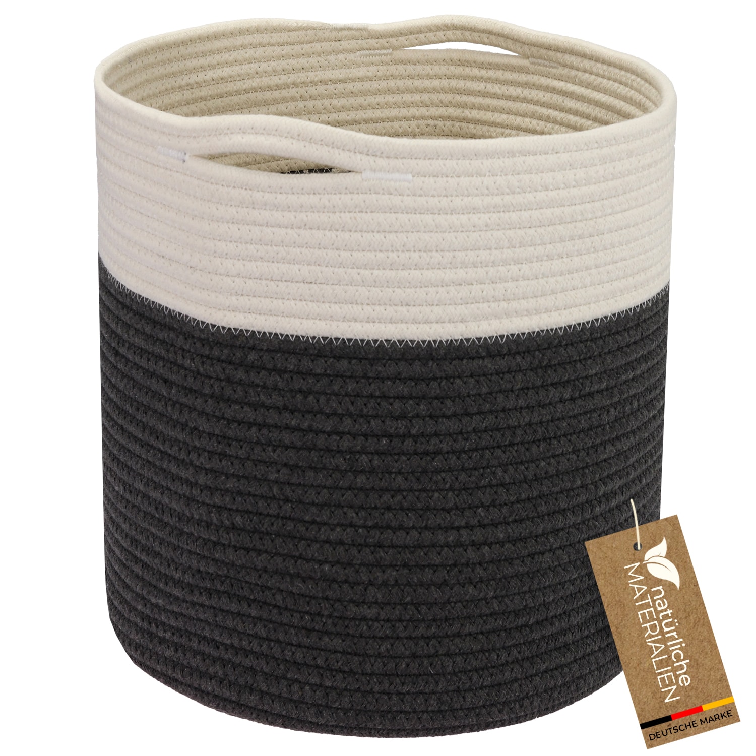 HMF Aufbewahrungskorb mit versteckten Griffen, runder Korb passend f&uuml;r Kallax, 31 x 31 cm, Wei&szlig;-Grau 