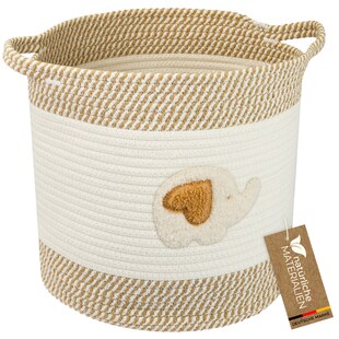 HMF Aufbewahrungskorb mit Griffen, Korb für Kinderzimmer aus Baumwolle, Elefant, 30,5 x 30,5 cm 