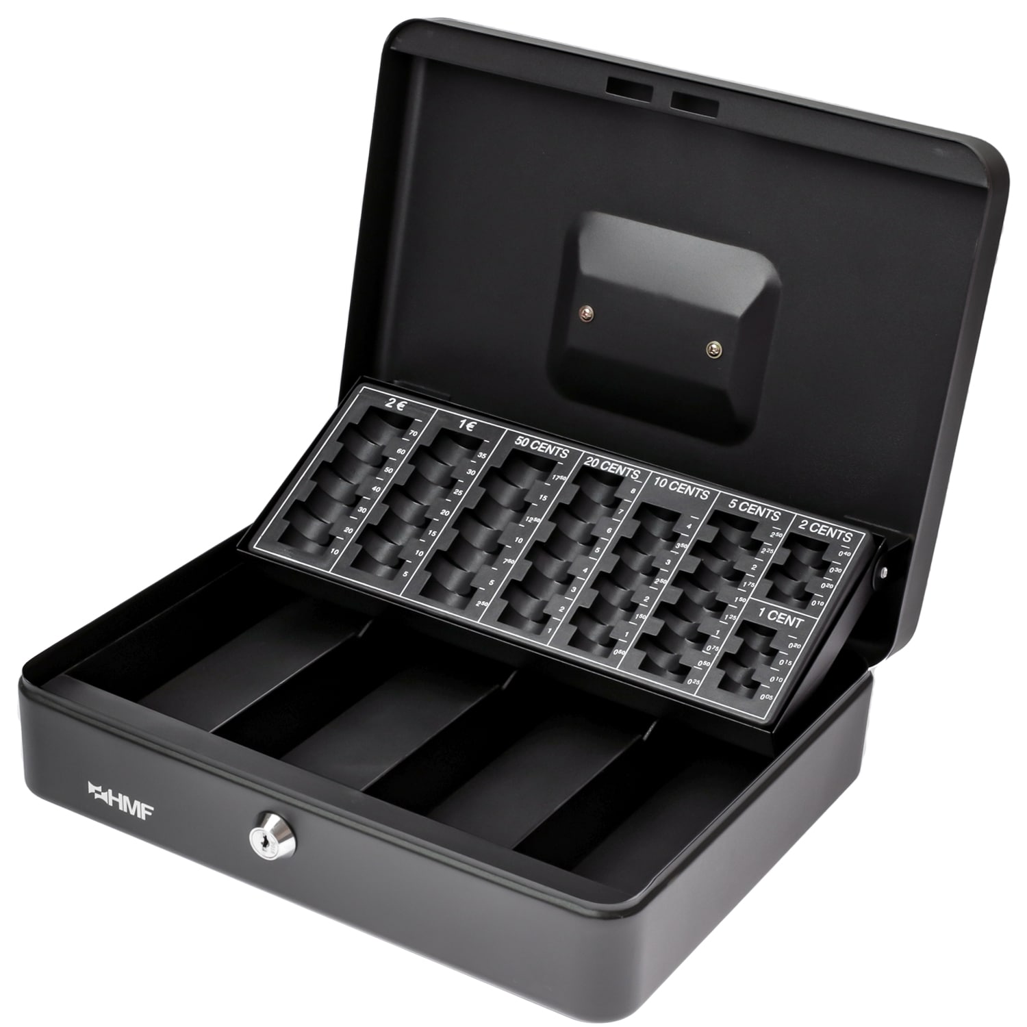 HMF 4215-02 Geldkassette mit M&uuml;nzz&auml;hlbrett, 30,5 x 24 x 8,5 cm, Schwarz 