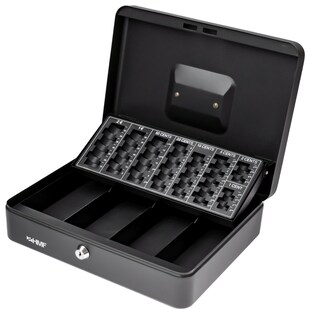 HMF 4215-02 Geldkassette mit Münzzählbrett, 30,5 x 24 x 8,5 cm, Schwarz 