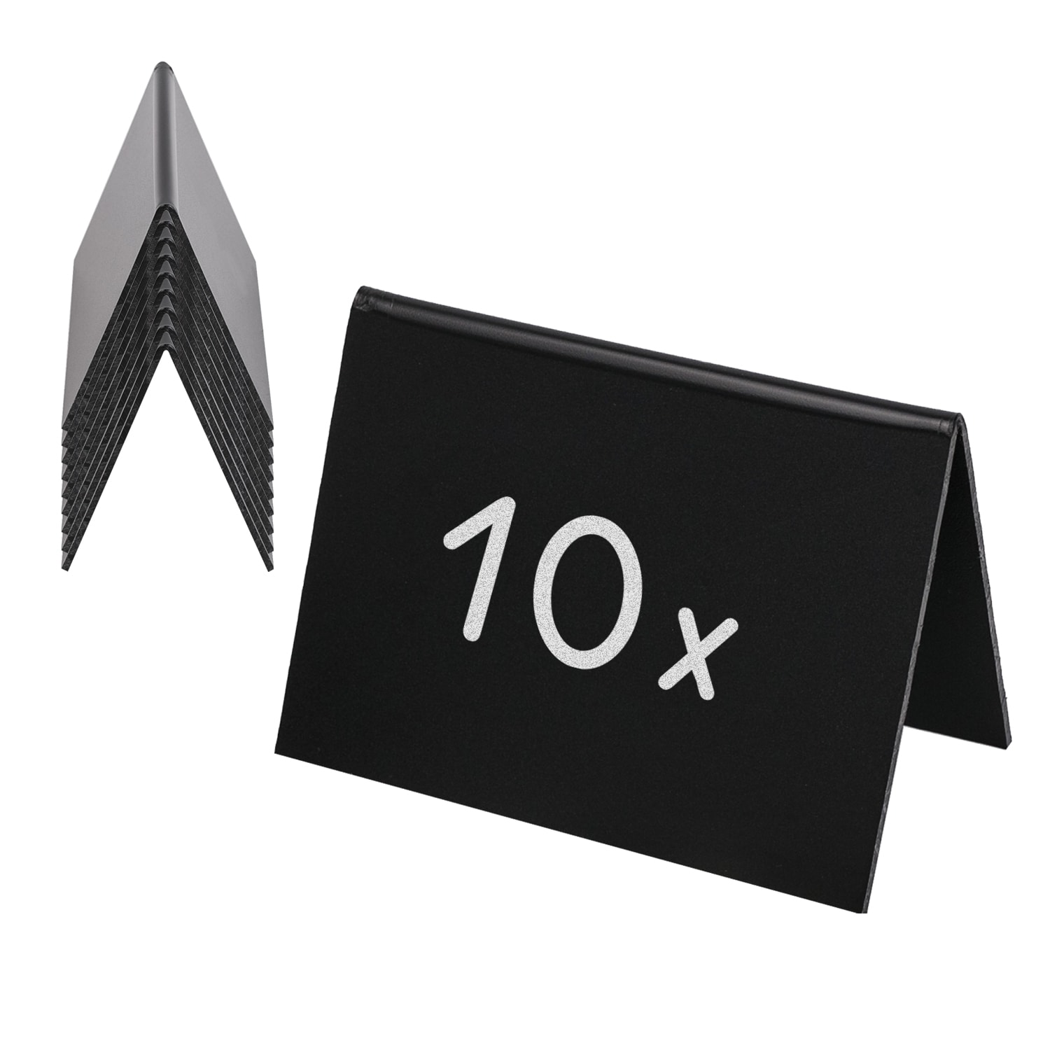 HMF 46413 Tischaufsteller Kreidetafel, 10 St&uuml;ck, A-Aufsteller, 10 x 7 cm, Schwarz 
