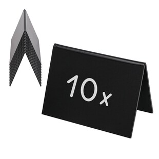 HMF 46413 Tischaufsteller Kreidetafel, 10 Stück, A-Aufsteller, 10 x 7 cm, Schwarz 
