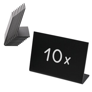 HMF 46424 Tischaufsteller Kreidetafel, 10 Stück, L-Aufsteller, 10 x 7 cm, Schwarz 
