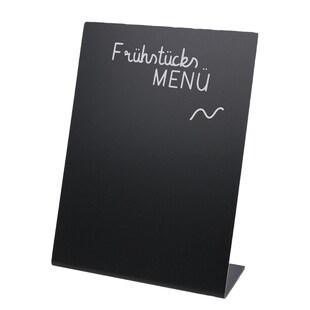 HMF 46430 Tischaufsteller Kreidetafel, L-Aufsteller, DIN A6, Schwarz 