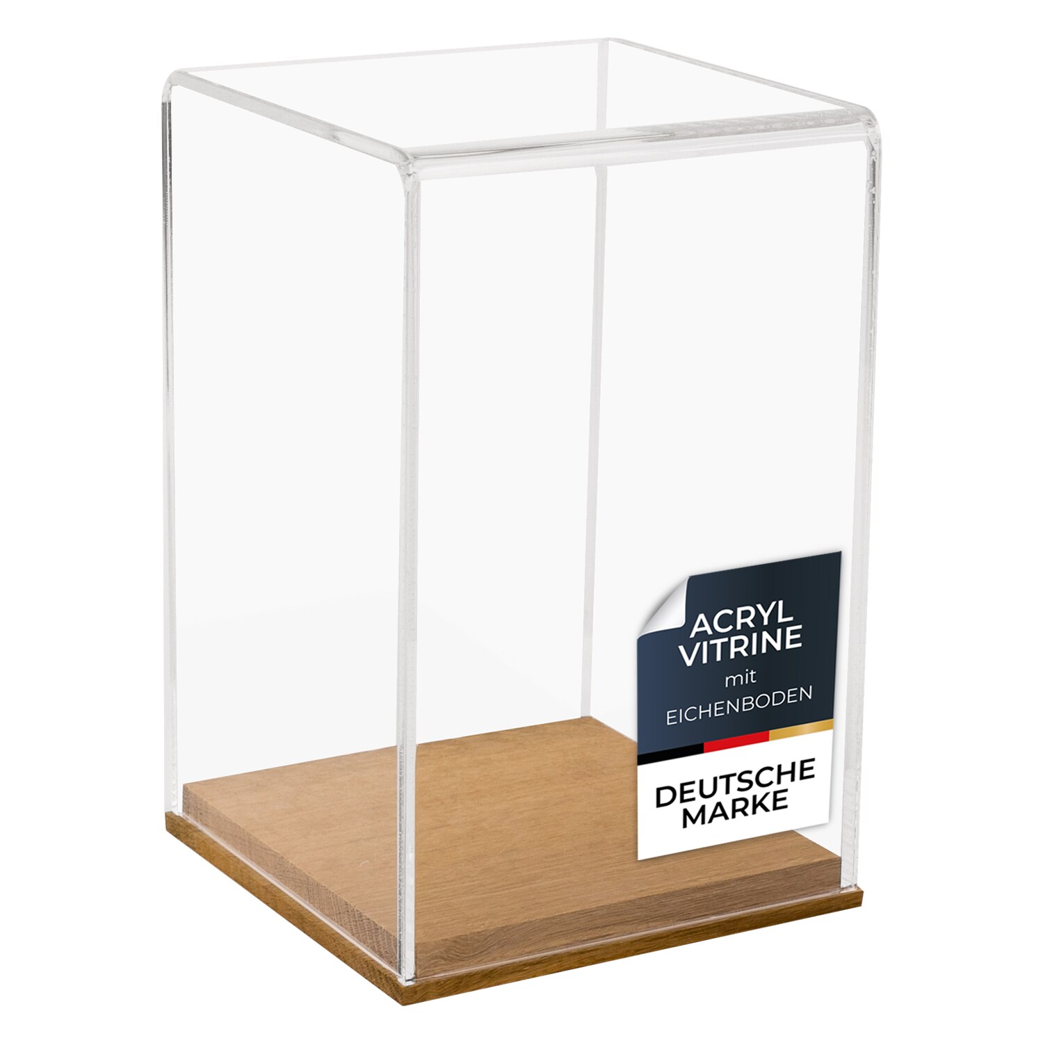 HMF 46881 Acryl Vitrine / Schaukasten mit Holzsockel f&uuml;r Figuren, 14 x 14 x 22 cm, Transparent 