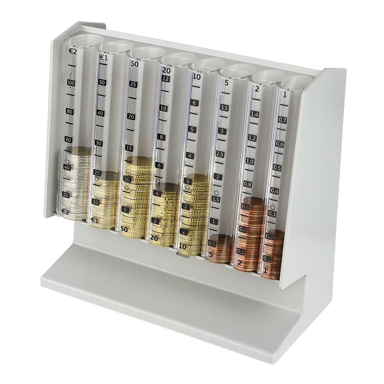 HMF 4700-07 M&uuml;nzsortierer Spardose, Euro, 21 x 19,5 x 10 cm, Lichtgrau 