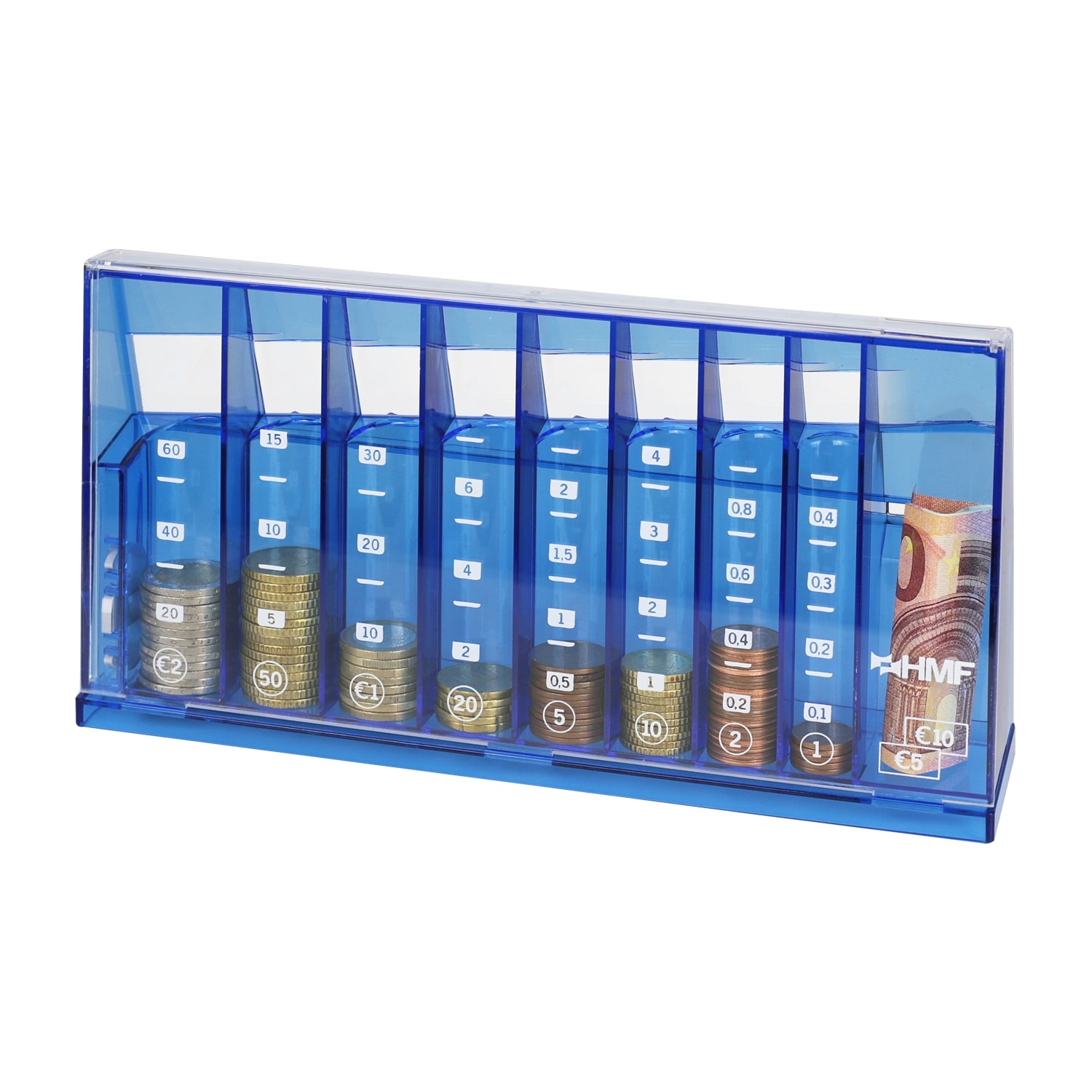 HMF 4710-05 M&uuml;nzsortierer Euro Spardose 24 x 5 x 12 cm, Blau 