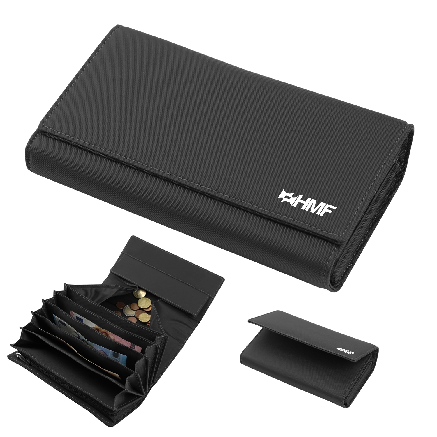 HMF 48840-11 Kellnertasche, Kellnerportemonnaie, 19 cm x 11 cm x 4,5 cm, Schwarz 