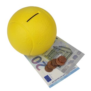HMF 48910 Spardose Tennisball mit Schlüssel, Durchmesser 10 cm, Gelb 