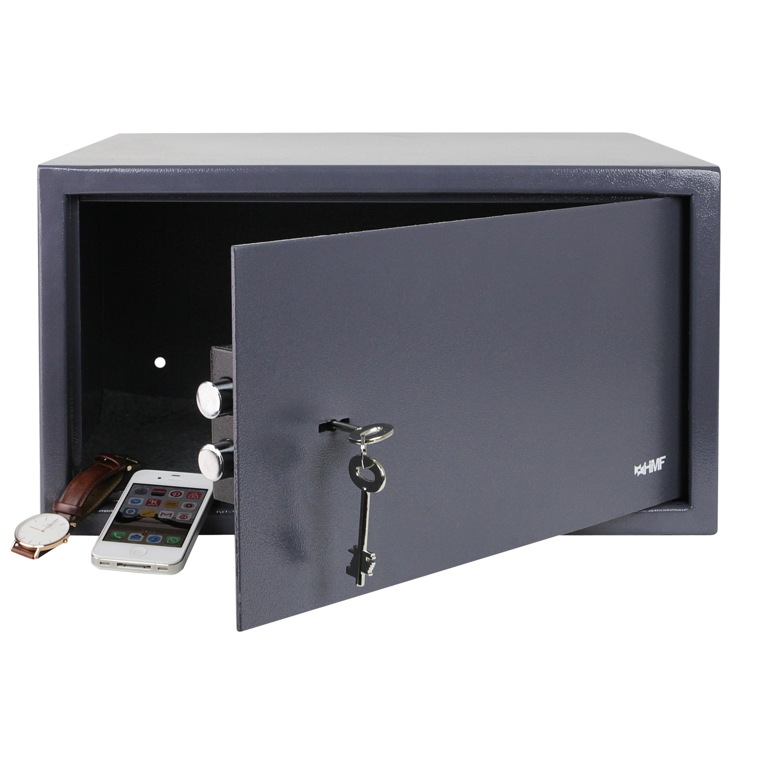 HMF 49204-11 Safe Tresor mit Schl&uuml;ssel, M&ouml;beltresor passend f&uuml;r Laptop und Ordner | 45 x 25 x 36,5 cm | Anthrazit 