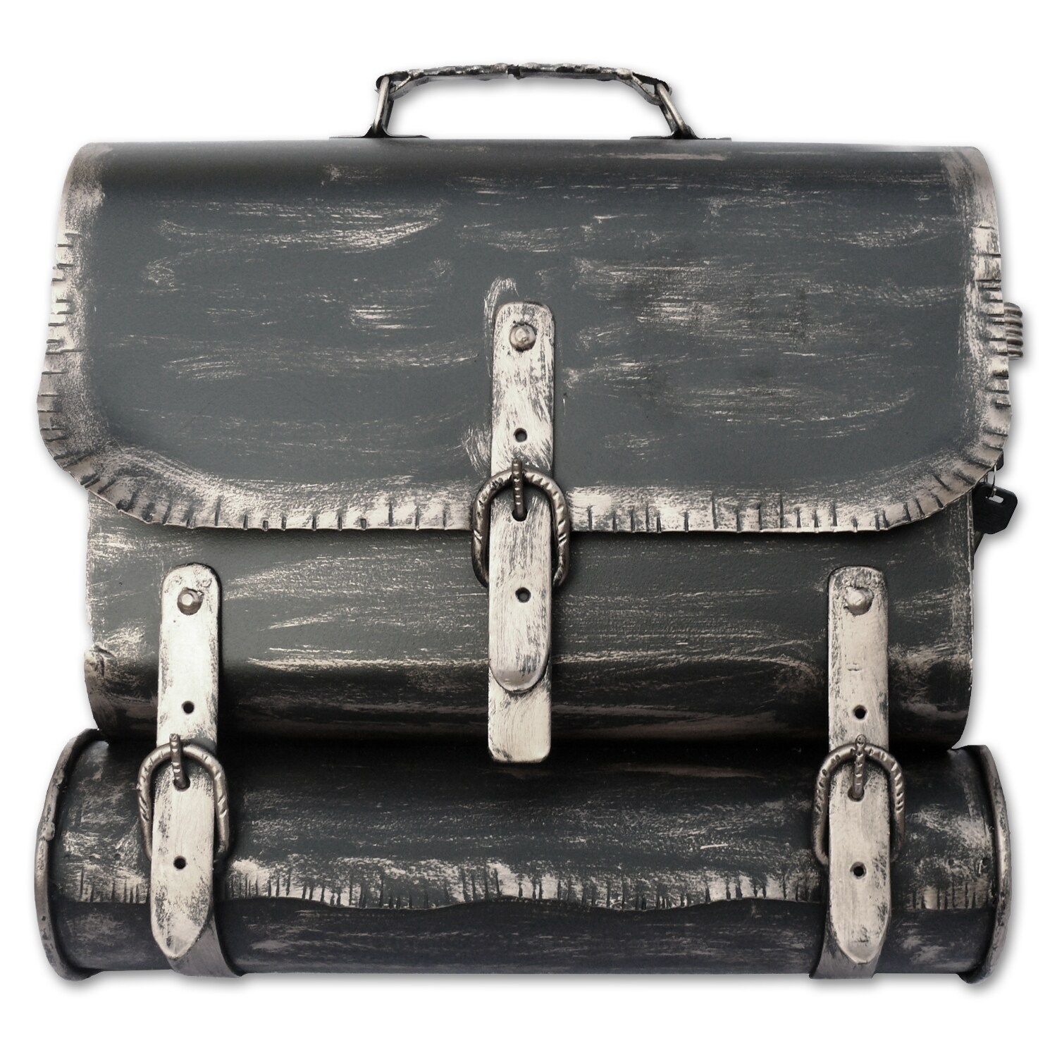 506 Briefkasten Antik SCHULRANZEN WNS, 36 x 41 x 8,5 cm, Silber