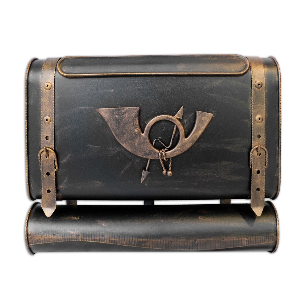 509 Briefkasten Antiker Koffer mit POSTHORN PH1, 38 x 45 x 10 cm, Gold