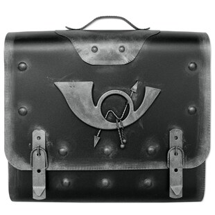 HMF 510 Briefkasten Alter Ranzen mit Posthorn PH2, 40 x 40 x 9 cm, Silber 