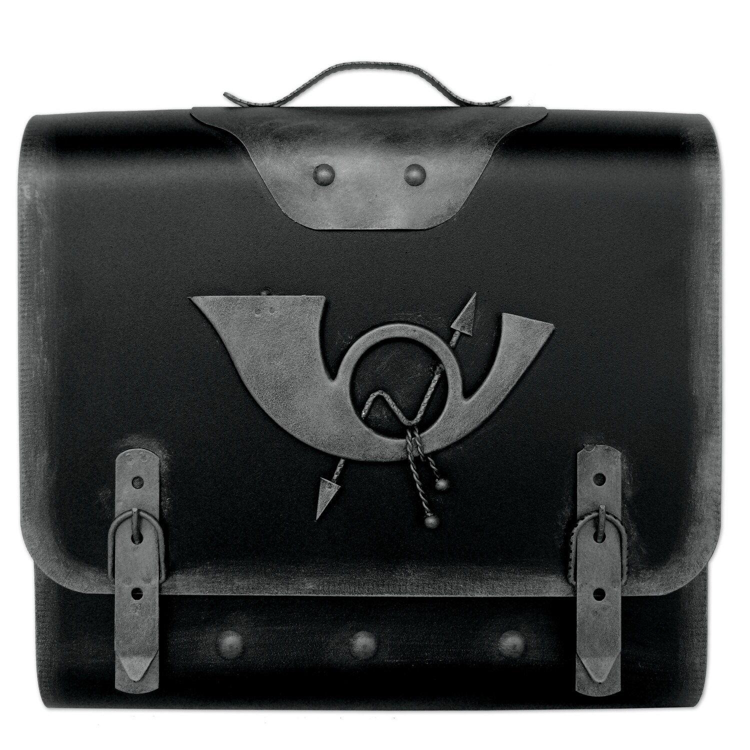 511Briefkasten Alter Schulranzen mit Posthorn PH3, 40 x 40 x 9 cm, Silber