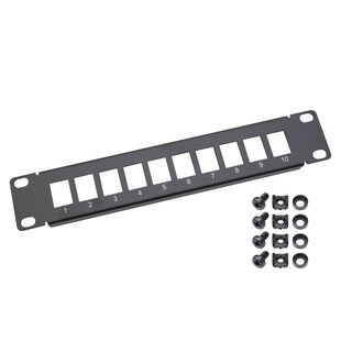 HMF 63345 UTP Keystone-Patchpanel für Serverschrank, 10 Ports RJ45, 10 Zoll, 1 HE, Schwarz 