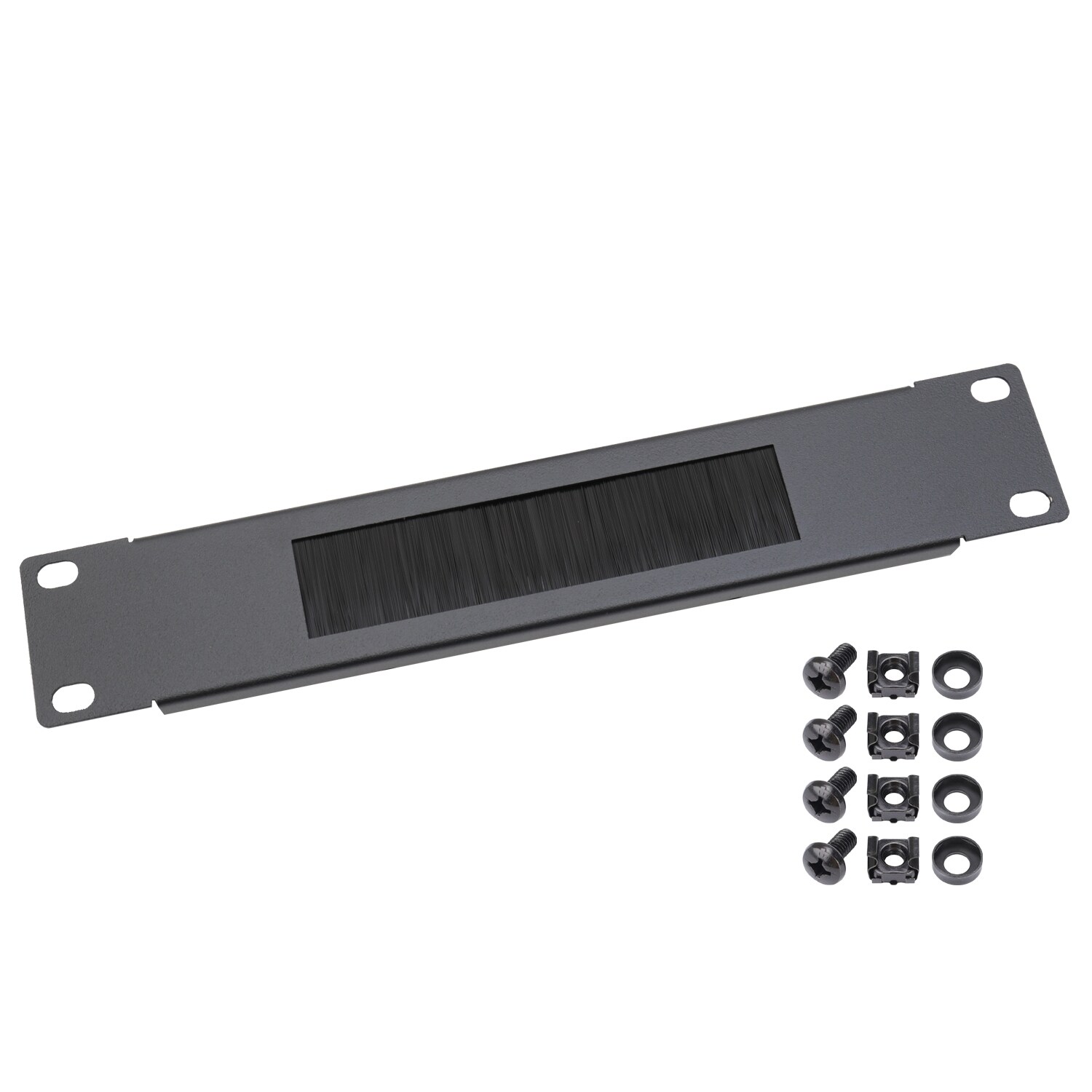 HMF 63389 Kabeldurchf&uuml;hrung mit B&uuml;rsteneinsatz f&uuml;r Serverschrank, 10 Zoll, 1 HE 