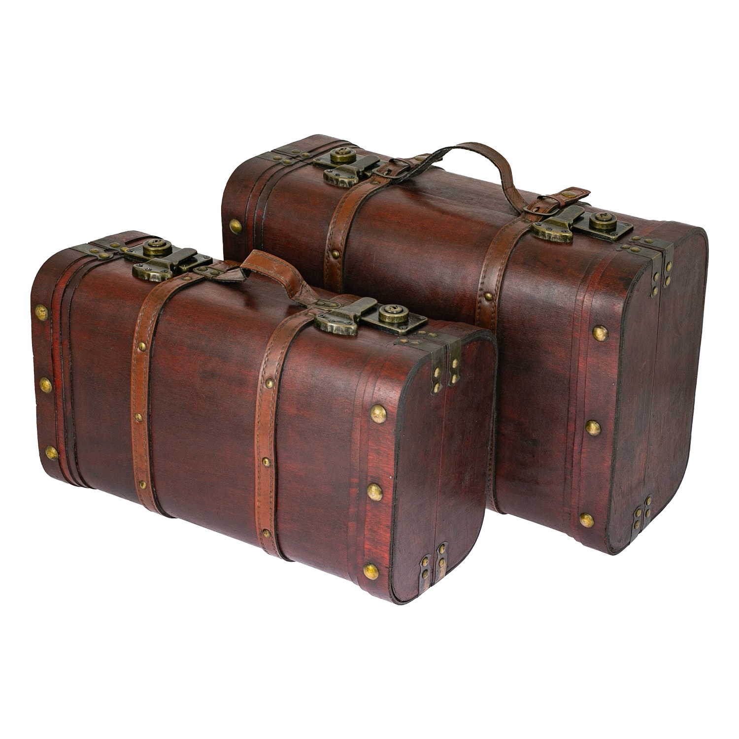 HMF 6412700 Schatztruhe aus Holz, Vintage Koffer, 2er Set, Versch. Gr&ouml;&szlig;en, Peru 